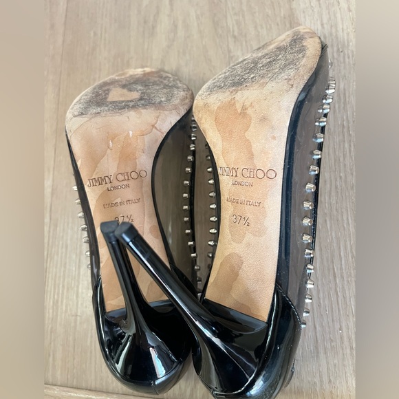 Jimmy Choo Pump Sandal Shoe Heel Swarovski Crystal Studded Black 37.5 - Picture 5 of 6